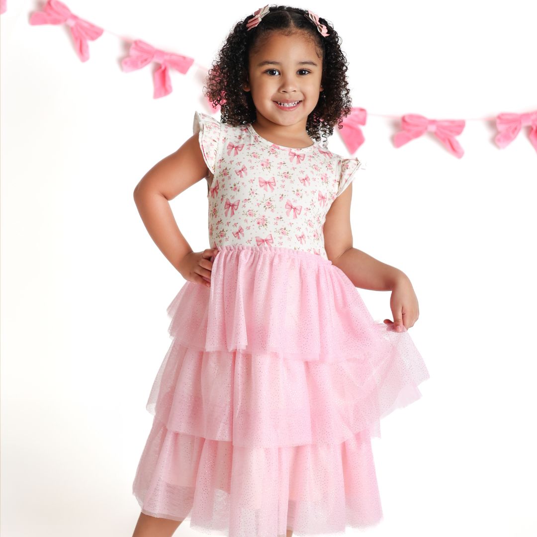 Blush Glitter Bow Clip Set