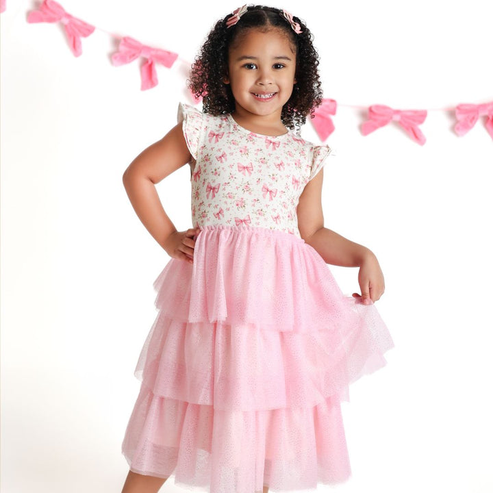 Blush Glitter Bow Clip Set