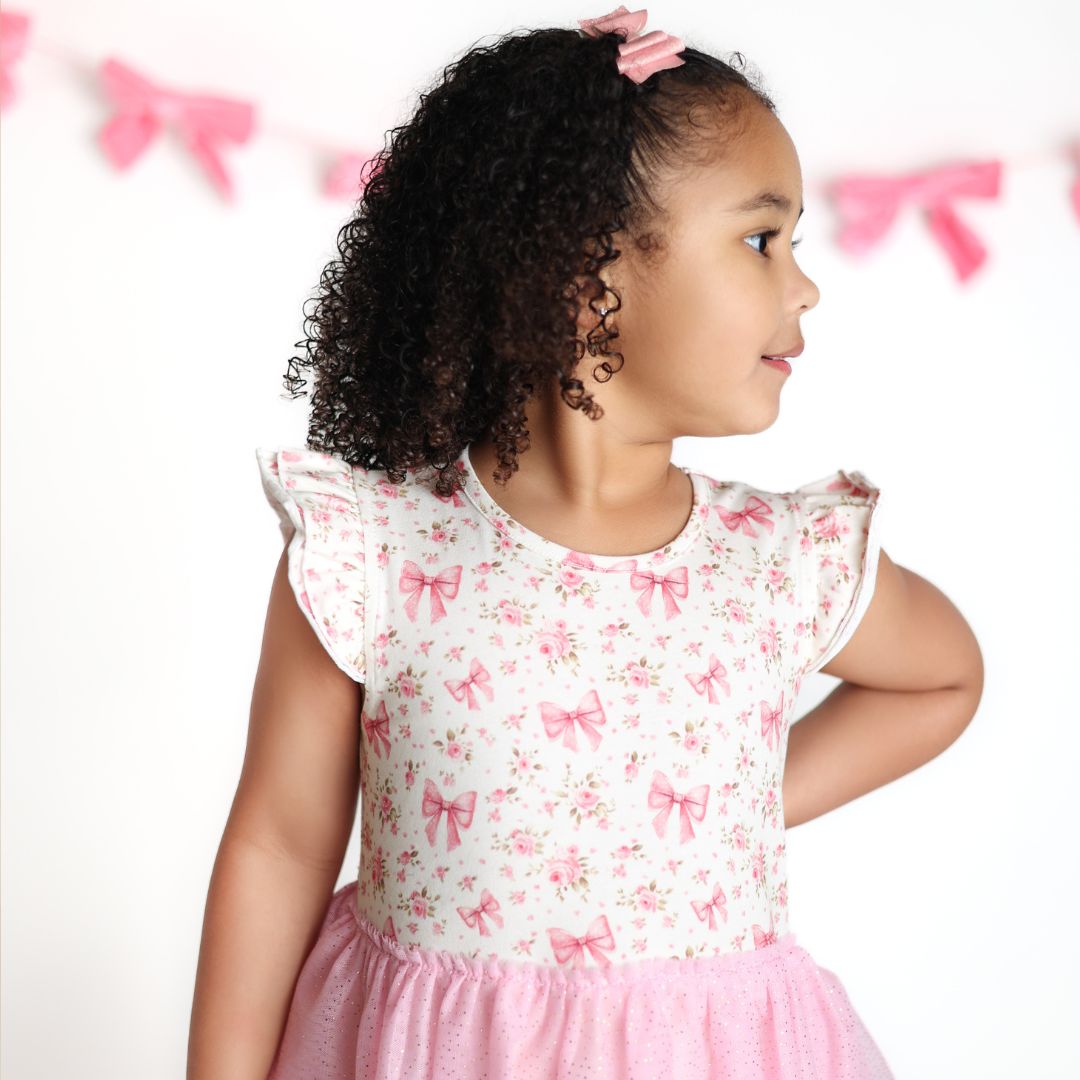 Blush Glitter Bow Clip Set