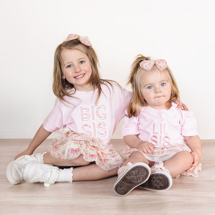 Lil Sis Embroidered Patch Short Sleeve Romper