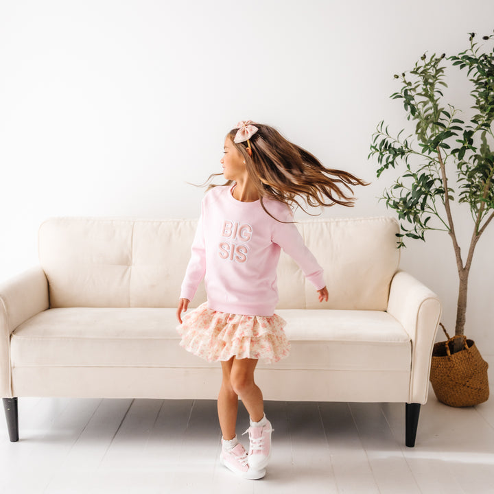 Big Sis Embroidered Patch Sweatshirt - Ballet