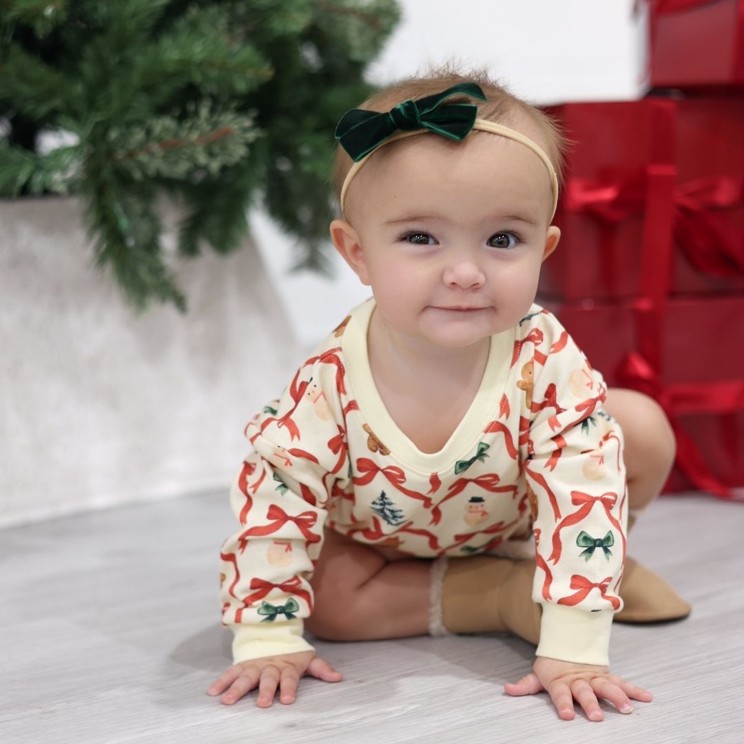 Emerald Green Velvet Bow Christmas Baby Headband