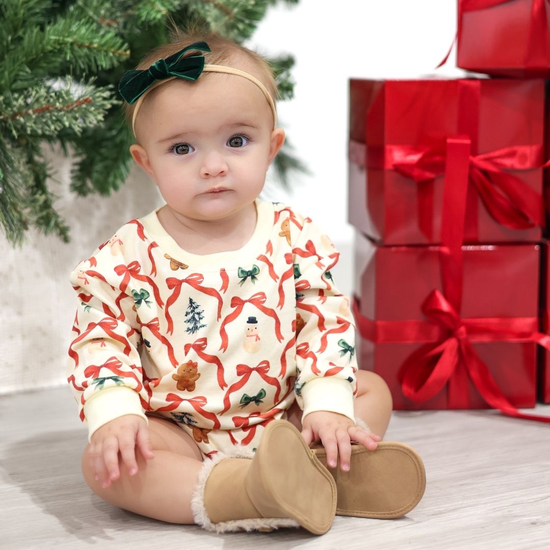 Emerald Green Velvet Bow Christmas Baby Headband