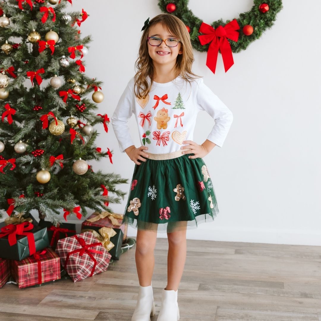 Gingerbread Cutie Christmas Long Sleeve Shirt - White