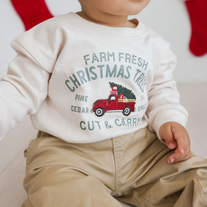 Farm Fresh Christmas Tree Patch Long Sleeve Romper