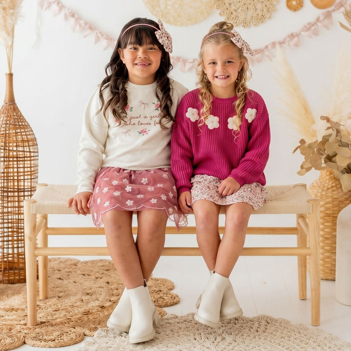Berry Floral Embroidered Tutu Skirt