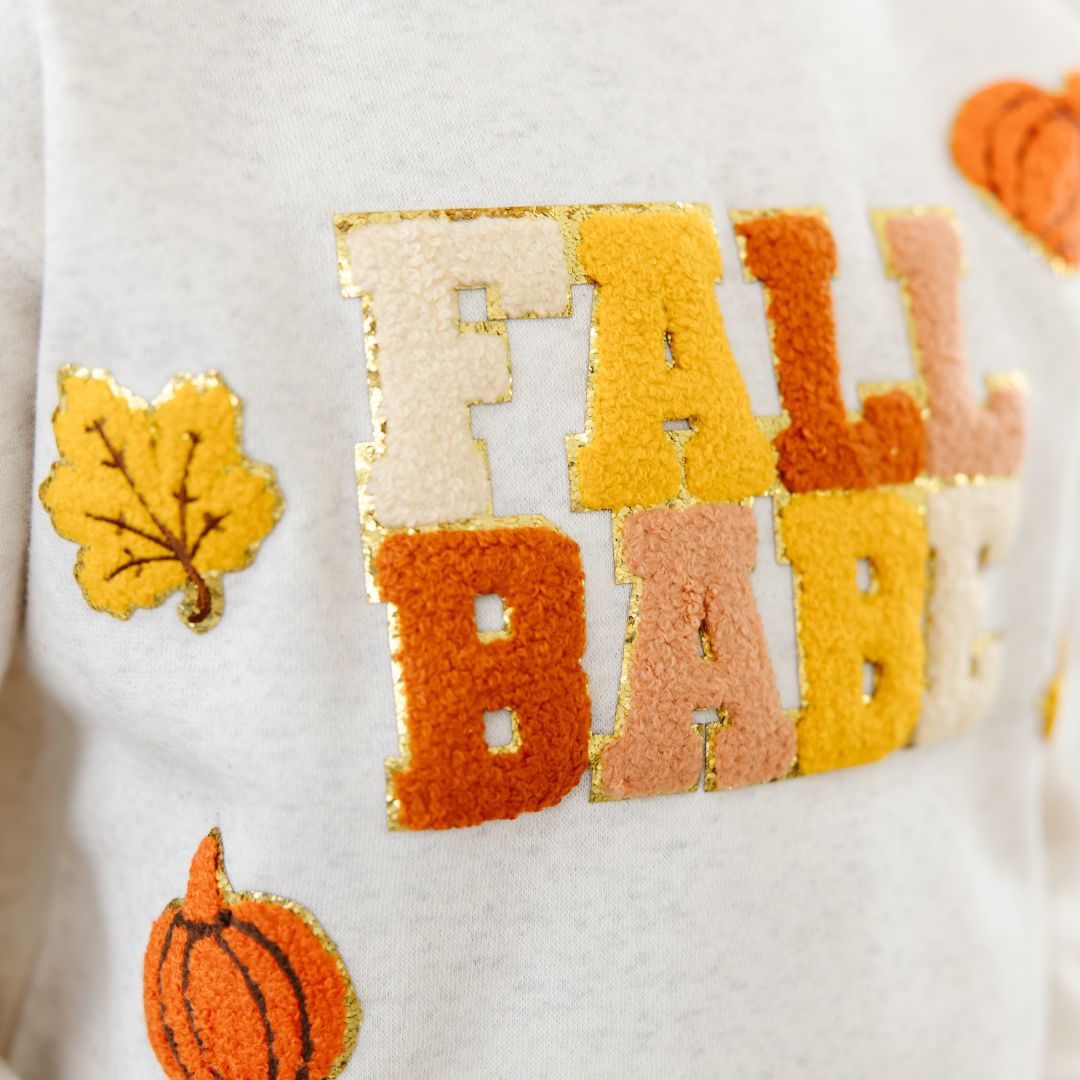 Fall Babe Fun Patch Sweatshirt - Natural