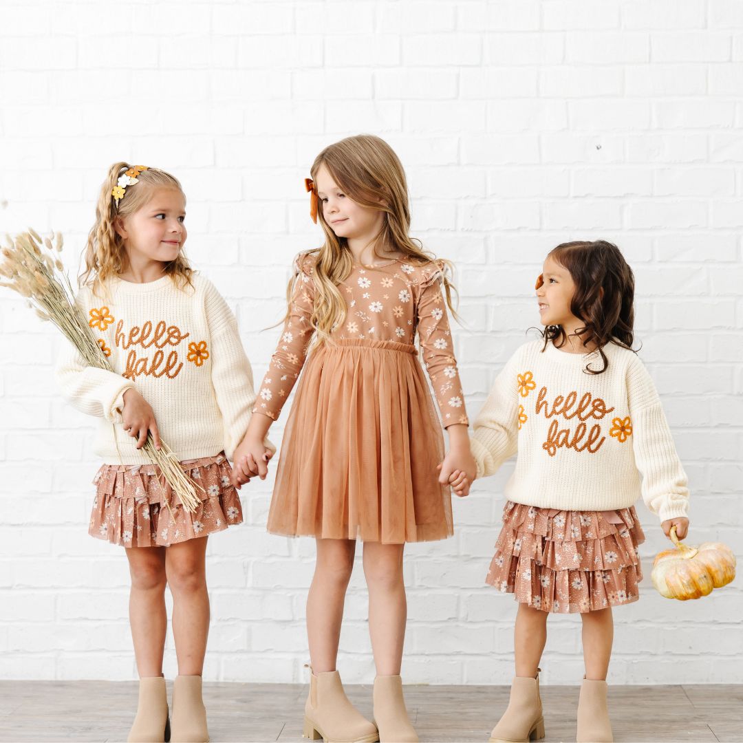 Ditsy Fall Floral Printed Tiered Tutu