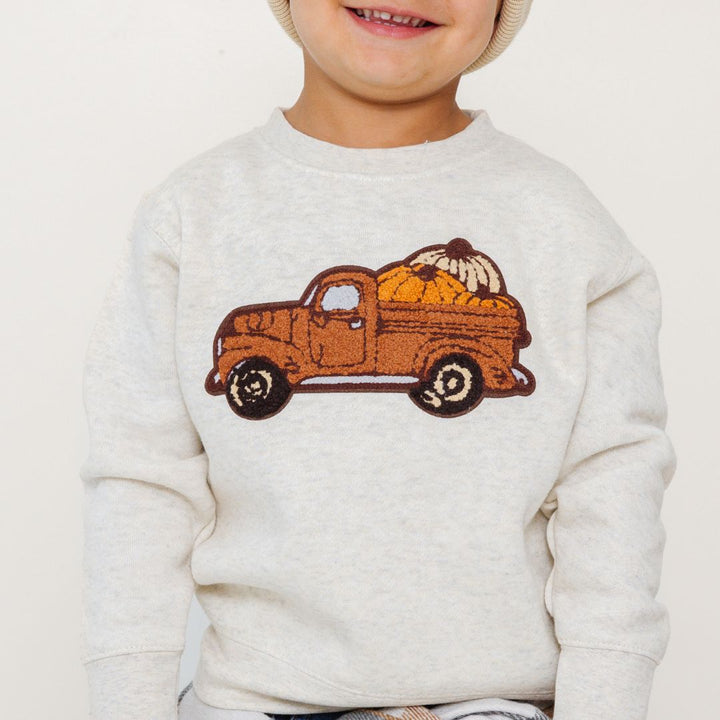 Fall Truck Patch Sweatshirt - Natural