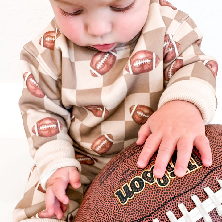 Football Checkered Sweatshirt & Jogger Set