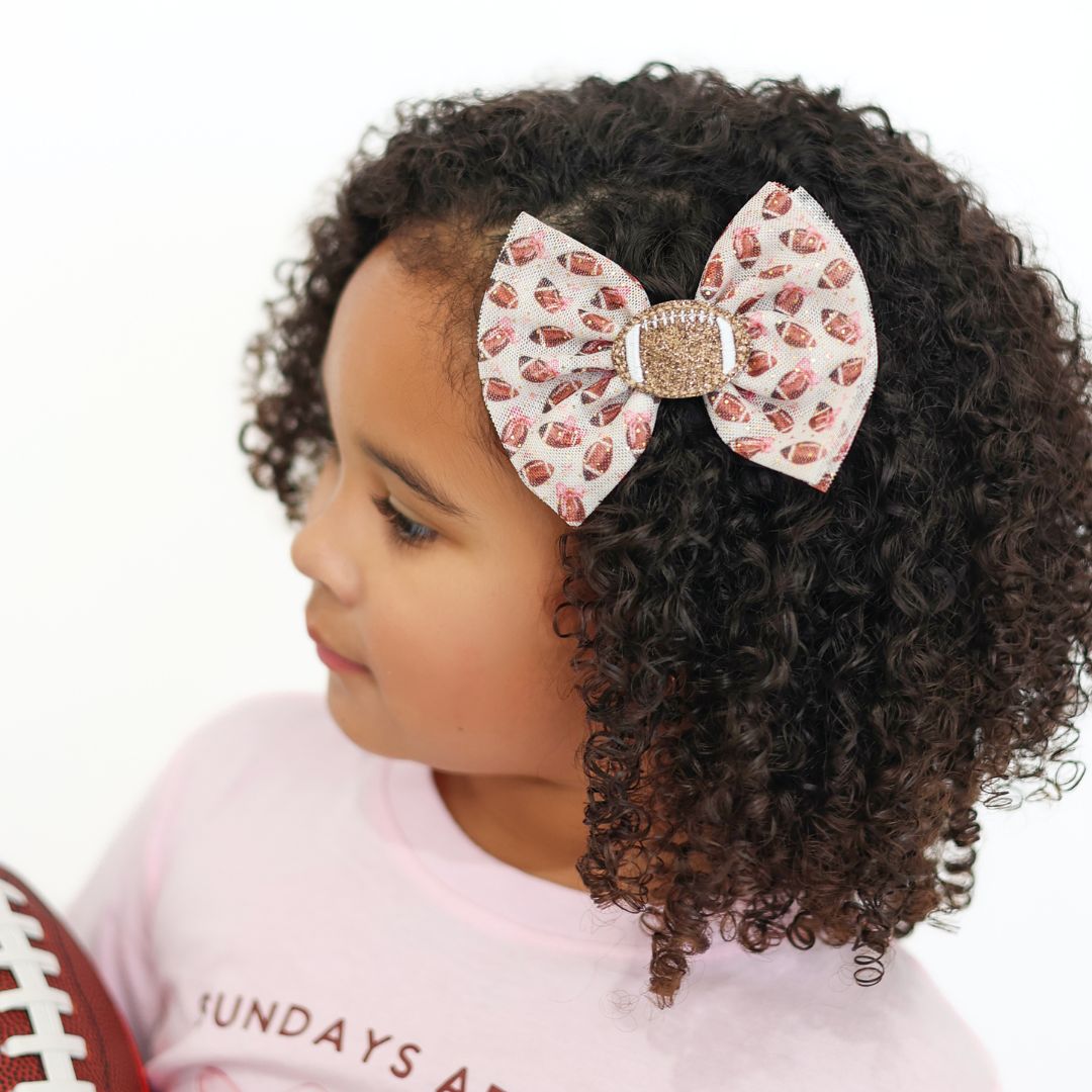 Football Cutie Tulle Bow Clip