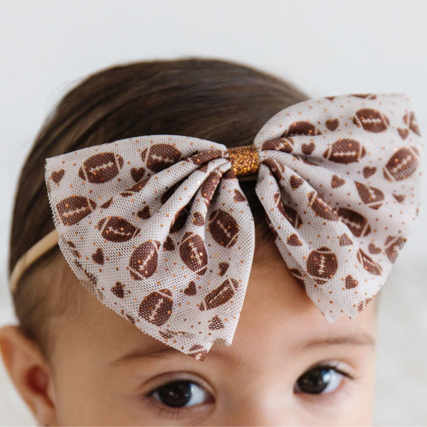 Football Love Tulle Bow Baby Headband