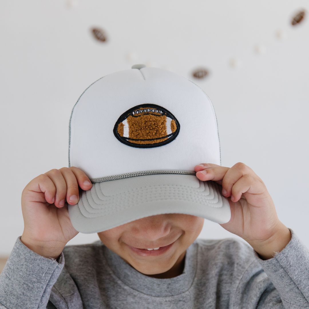Football Patch Trucker Hat - Gray/White