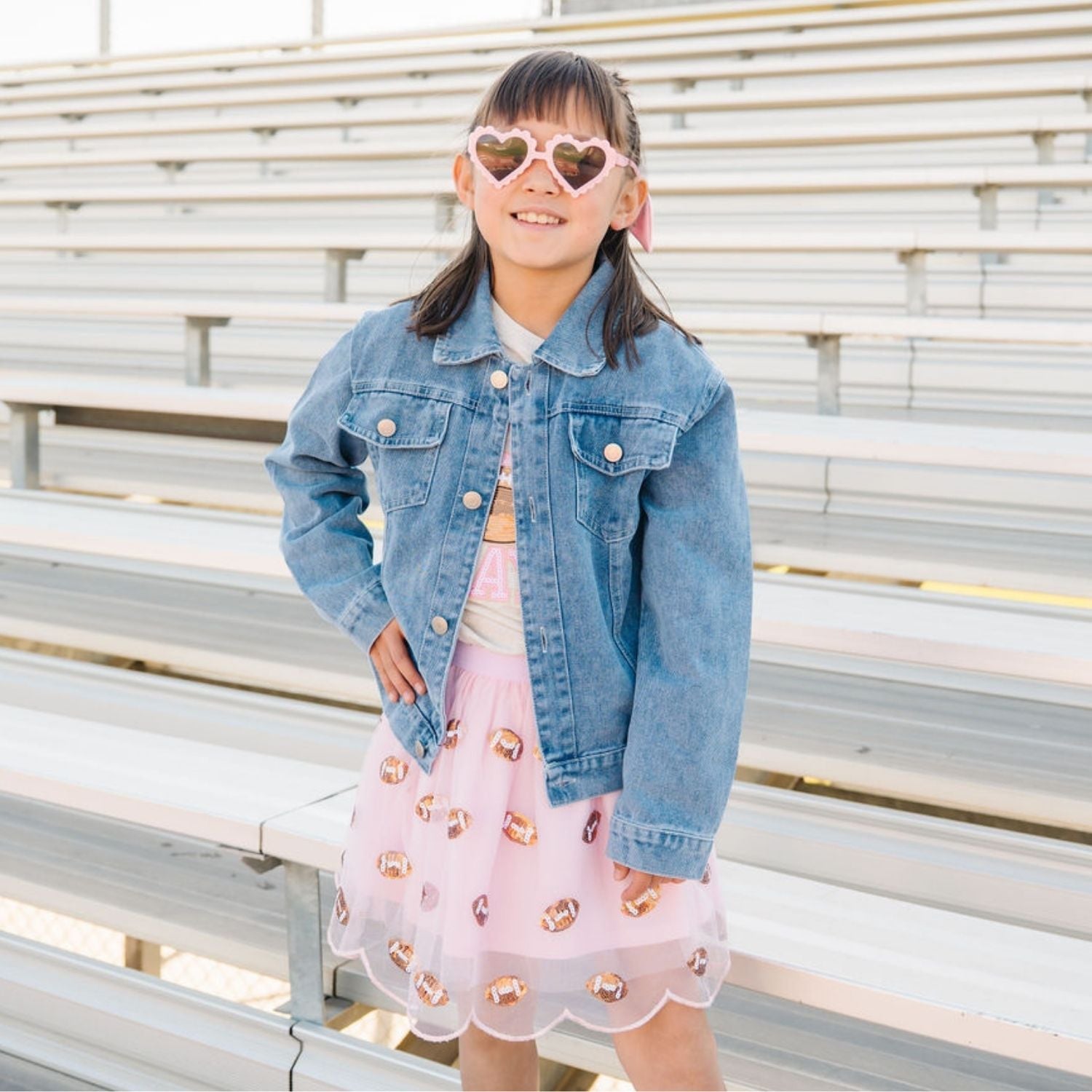 Football Sequin Patch Denim Jacket
