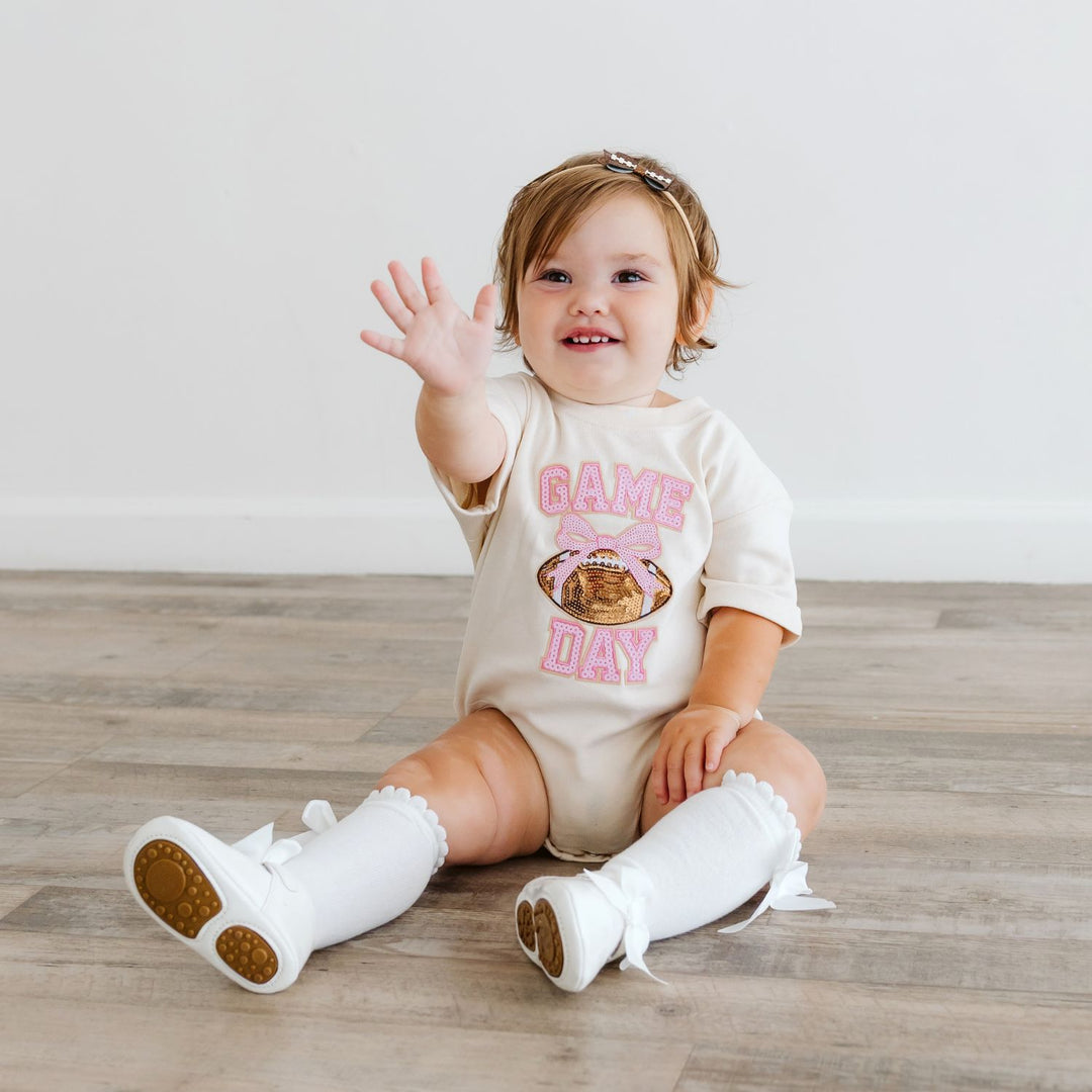 Game Day Sequin Patch Short Sleeve Romper