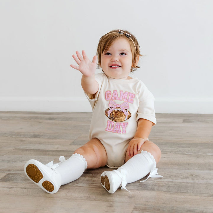 Game Day Sequin Patch Short Sleeve Romper