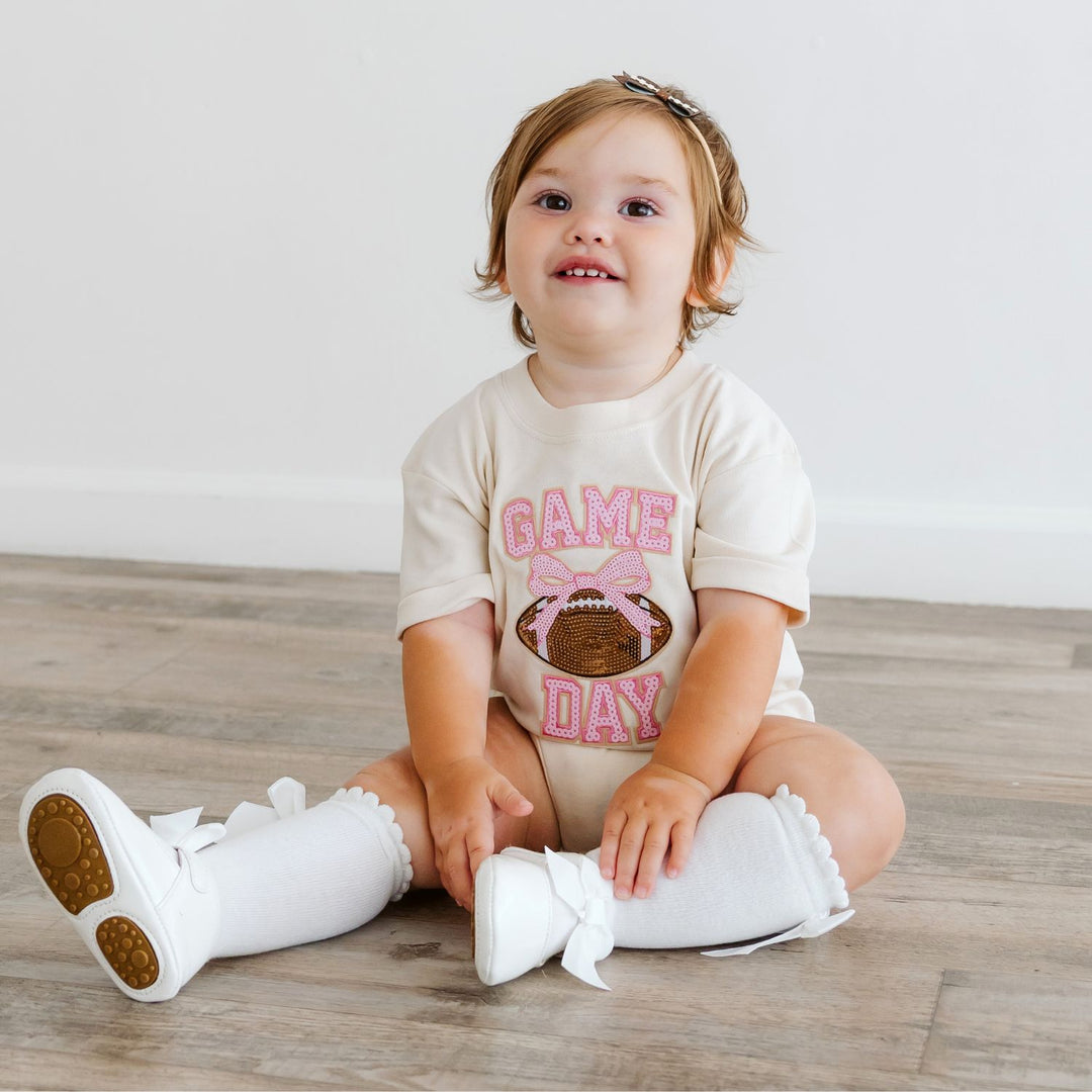 Game Day Sequin Patch Short Sleeve Romper