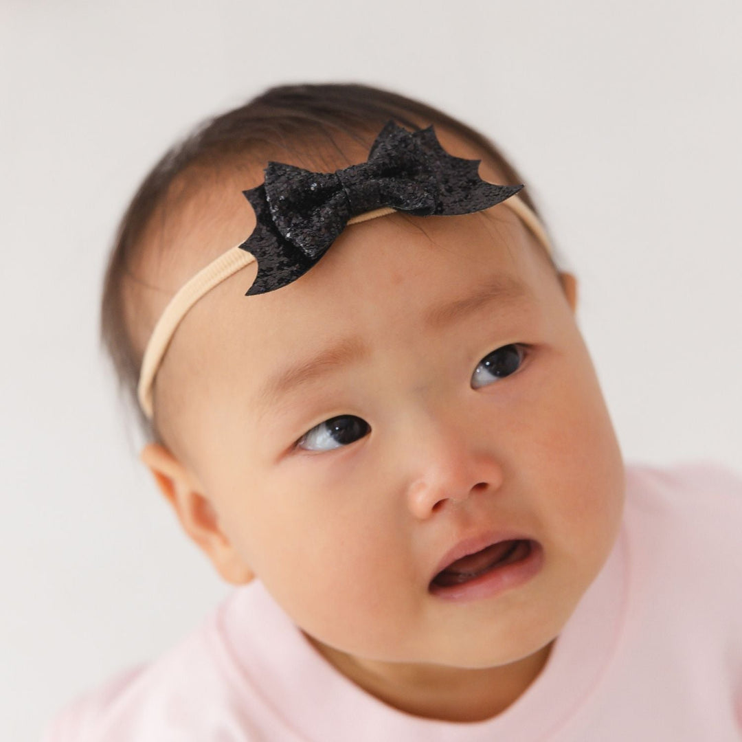 Glitter Bat Halloween Bow Baby Headband