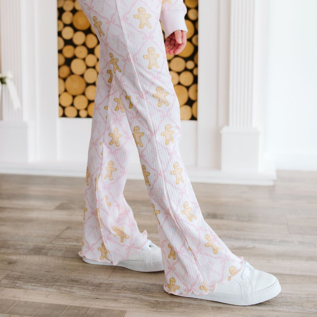 Gingerbread Bow Trellis Christmas Flare Legging
