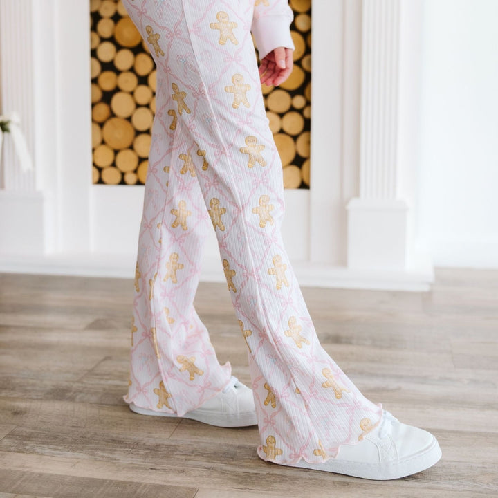 Gingerbread Bow Trellis Christmas Flare Legging