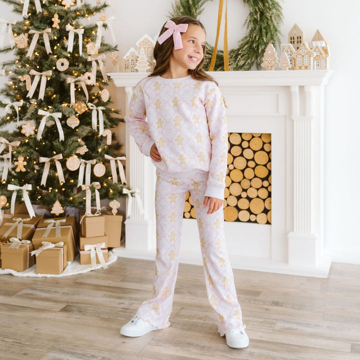 Gingerbread Bow Trellis Christmas Flare Legging