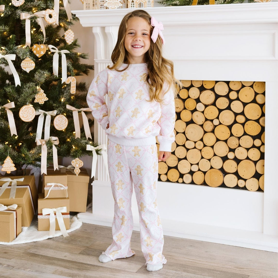 Gingerbread Bow Trellis Christmas Flare Legging