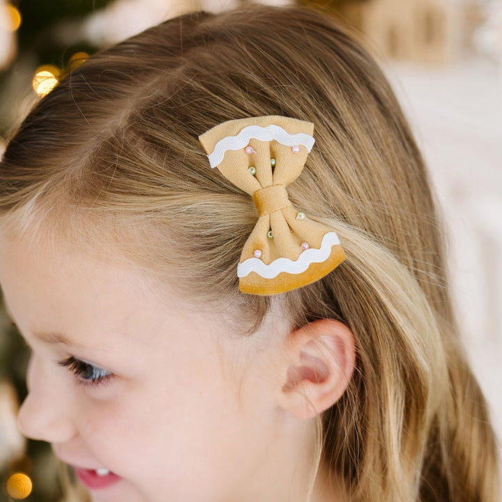 Gingerbread Christmas Velvet Bow Clip Set