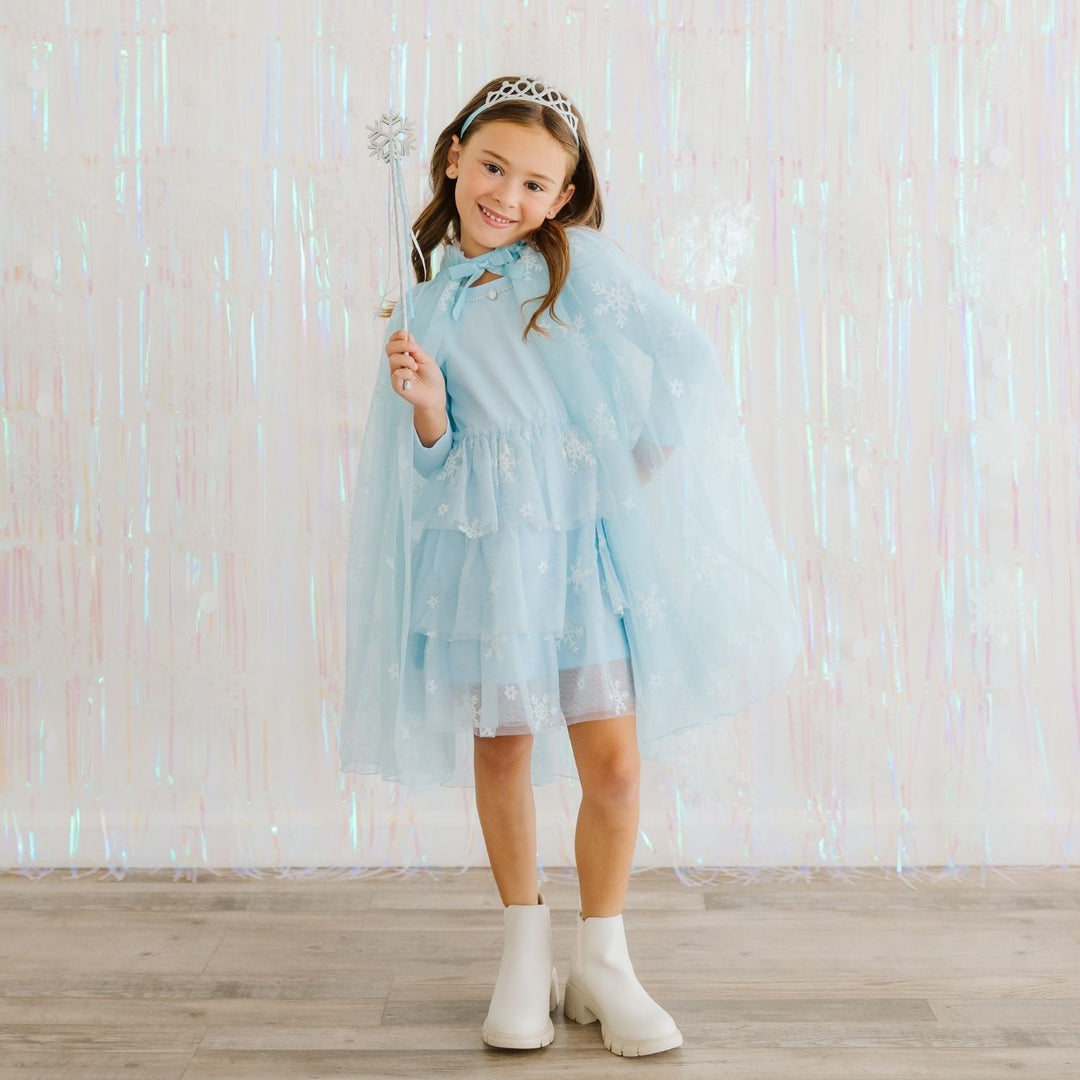 Glitter Snowflake Long Sleeve Tutu Dress