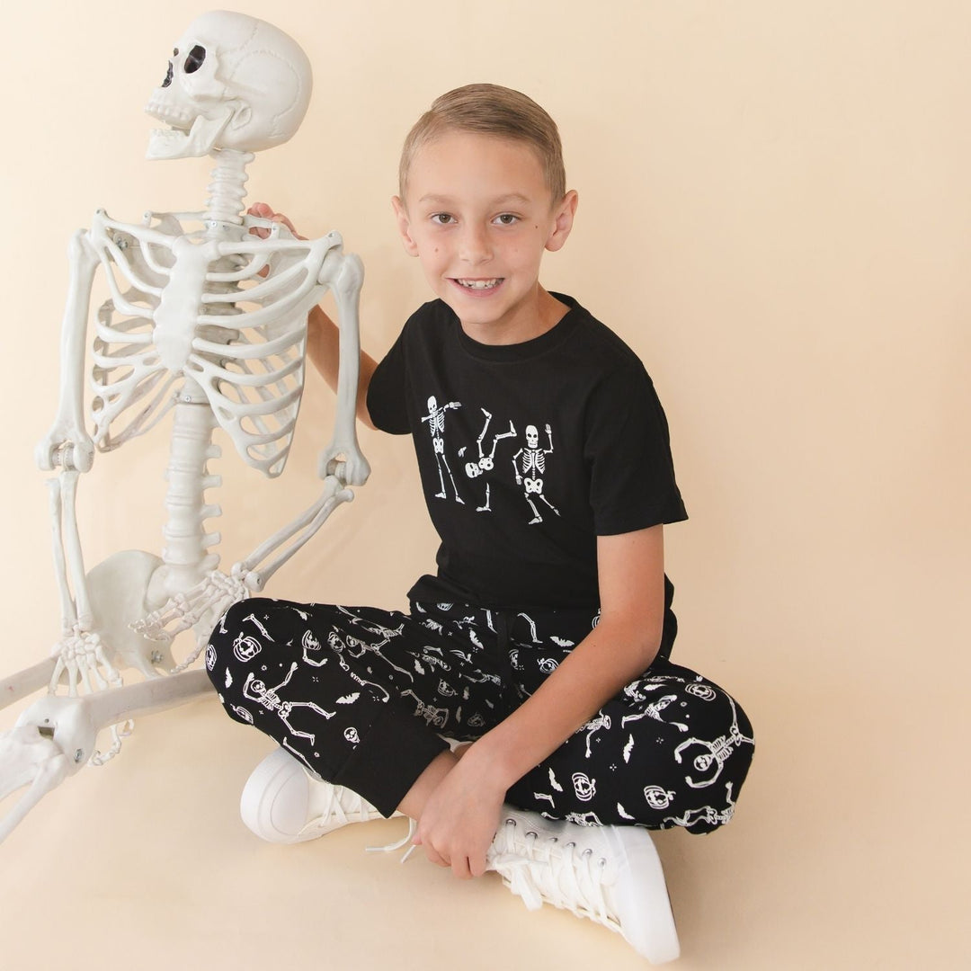 Glow In The Dark Silly Skelly Halloween Short Sleeve T-Shirt