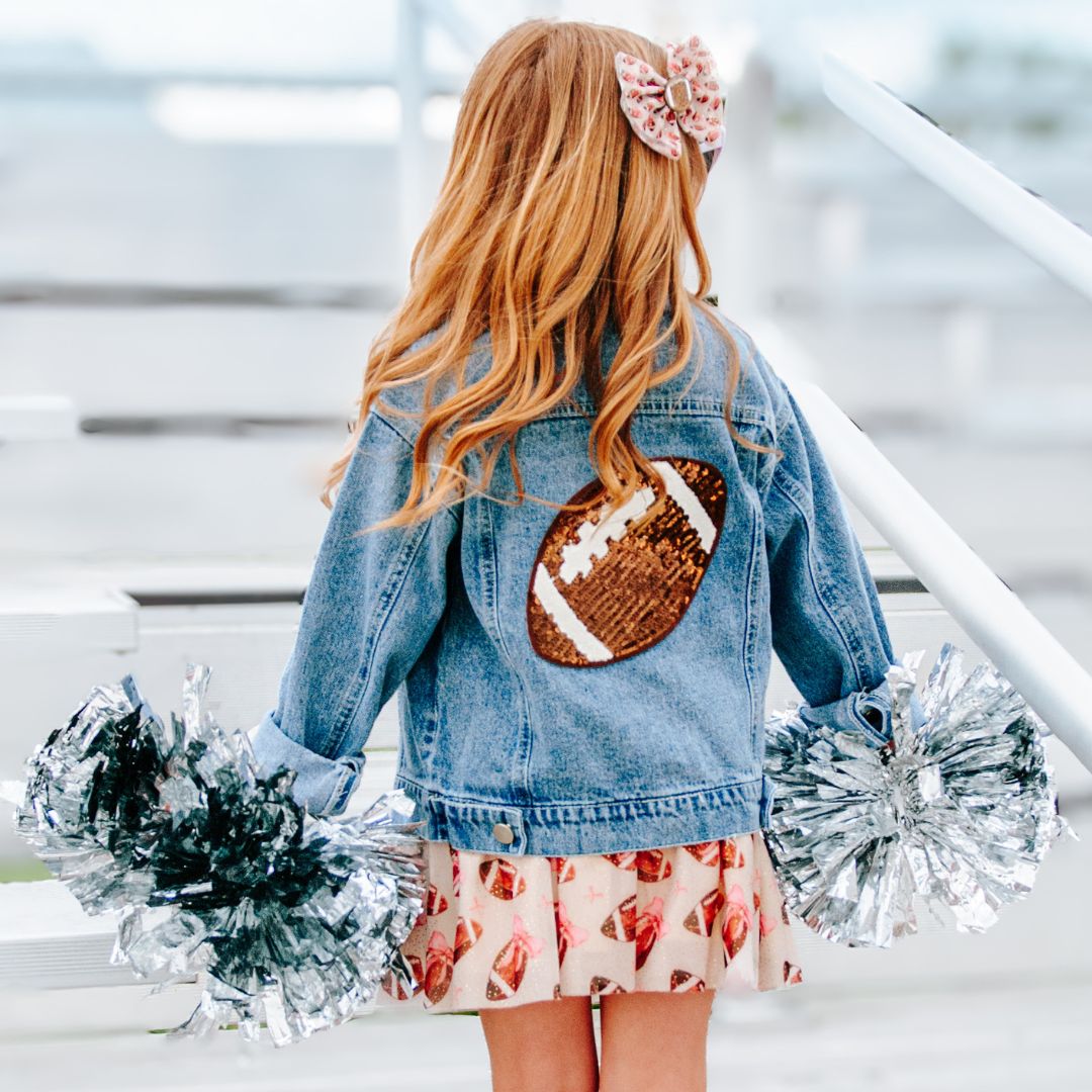 Game Day Football Sequin Patch Denim Jacket – Sweet Wink