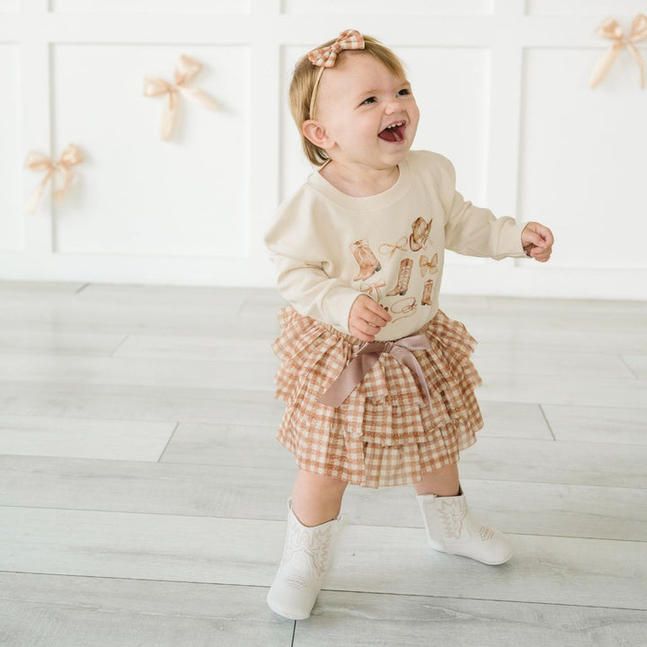 Cowgirl Cutie Long Sleeve Romper - Natural