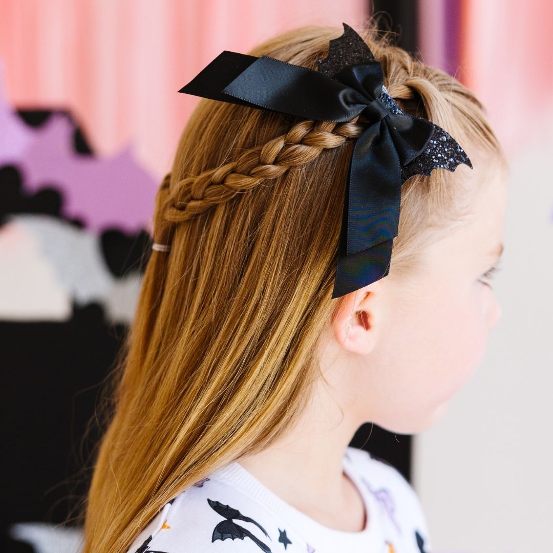 Glitter Bat Halloween Coquette Bow Clip