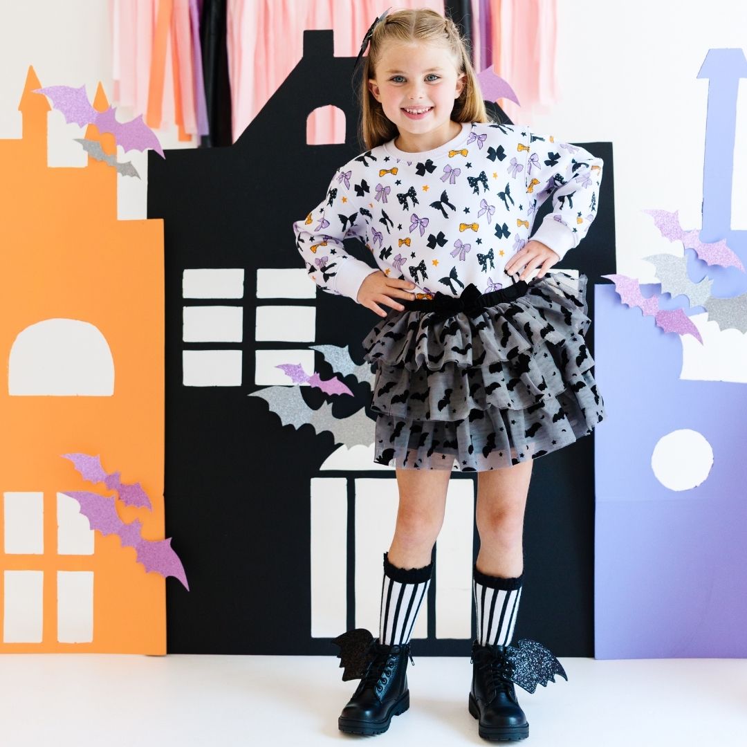 Spooky Bows Halloween Sweatshirt - Lavender