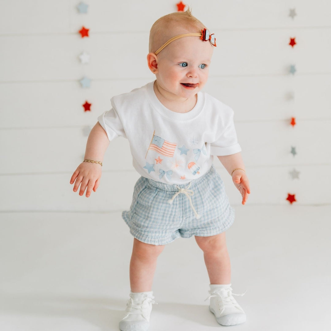 Glitter Flag Bow Baby Headband