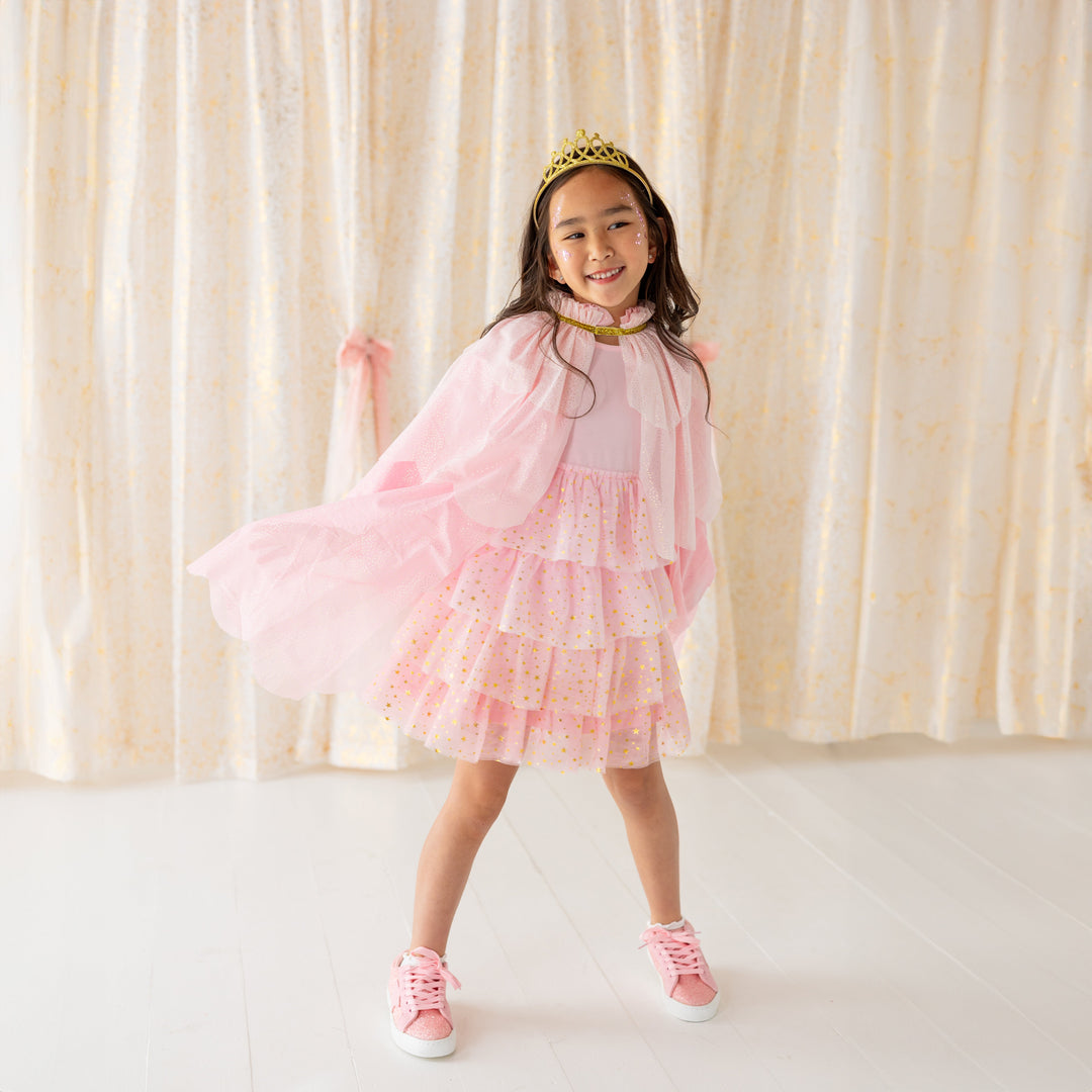 Pink Princess Tiered Long Sleeve Tutu Dress