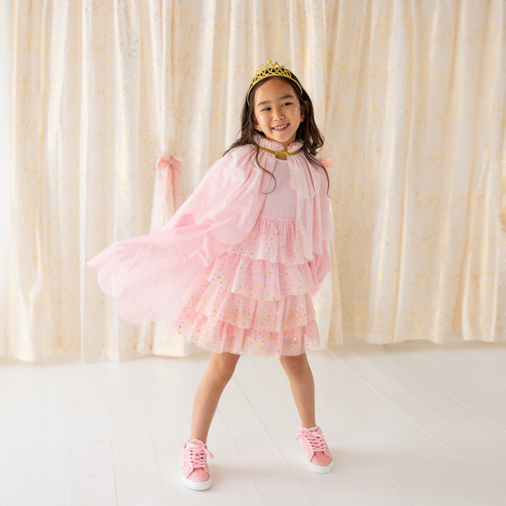 Pink Princess Tiered Long Sleeve Tutu Dress