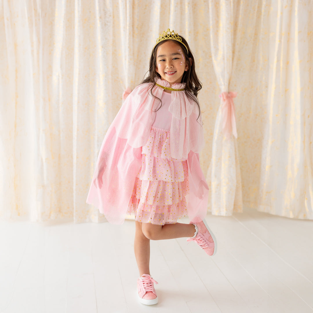 Pink Princess Tiered Long Sleeve Tutu Dress