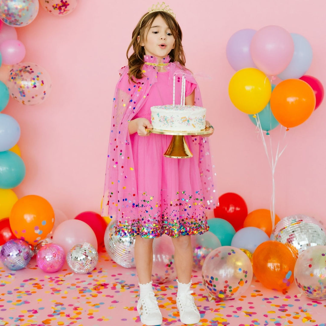 Sweet Wink Little Girls Raspberry Confetti Short Sleeve Tutu Dress Sweet Wink Little Girls Raspberry Confetti Short Sleeve Tutu Dress