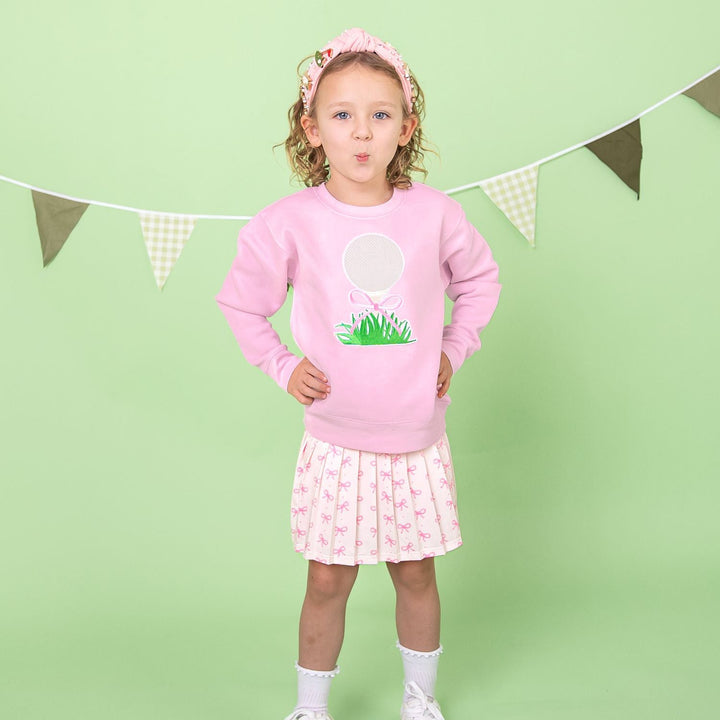 Golf Tee Bow Patch Sweatshirt - Pink