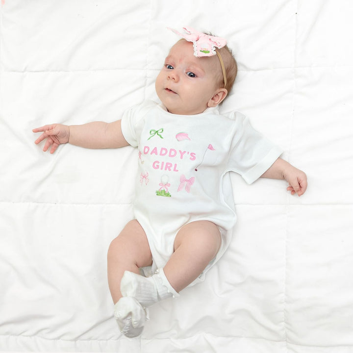 Daddy's Girl Golf Icon Short Sleeve Romper - White