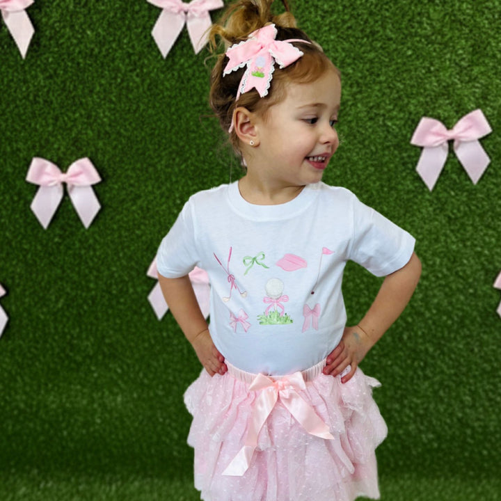 Golf Tee Embroidered Lace Bow Headband