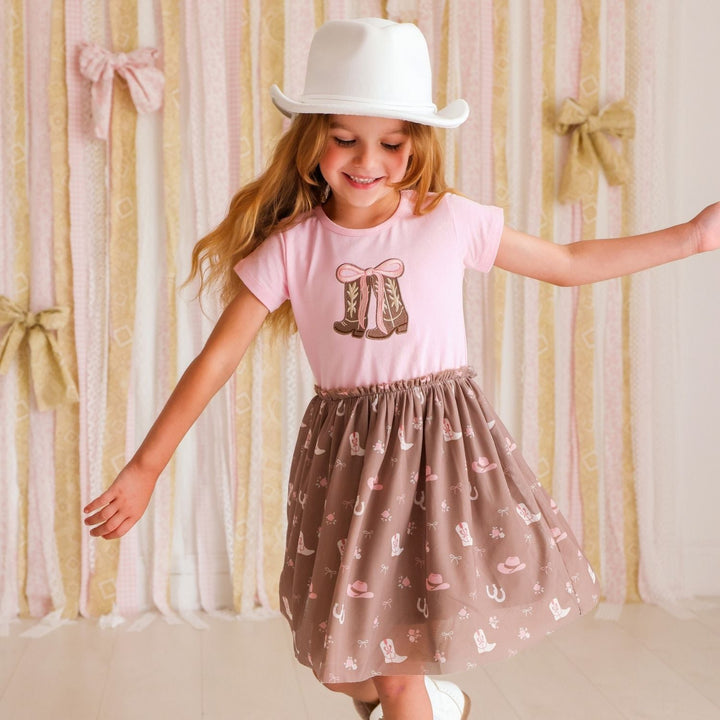 Howdy Darling Western Short Sleeve Tutu Dress
