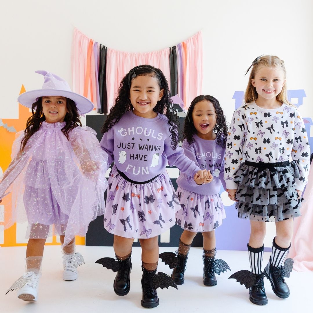 Sweet Wink Toddler Girls Lilac Star and Moon Halloween Short Sleeve Tutu Dress