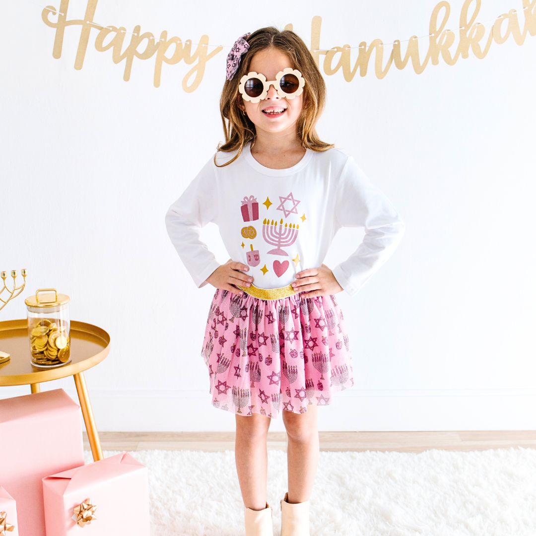 Hanukkah Tulle Bow Clip