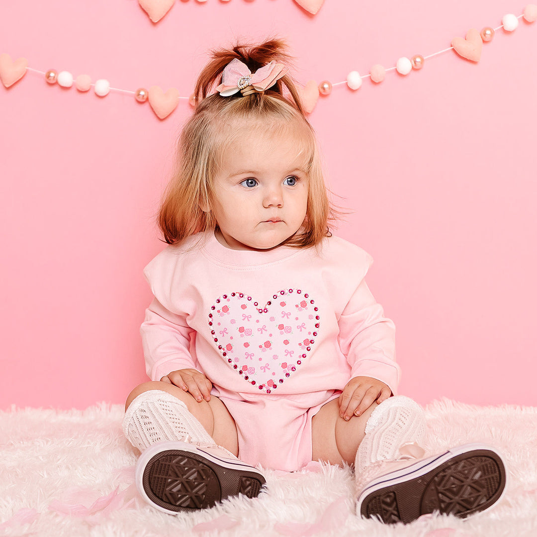 Heart Charm Glitter Bow Baby Headband