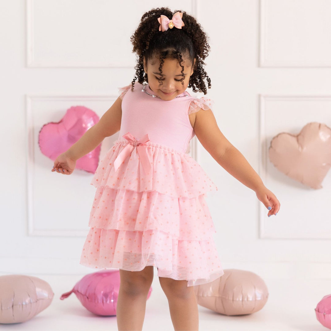 Heart Charm Glitter Bow Clip