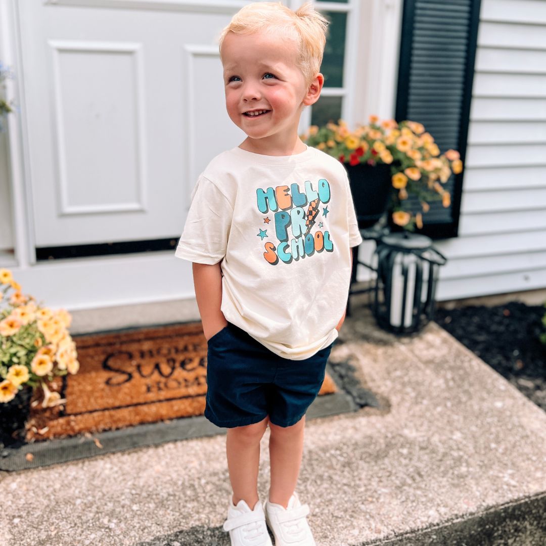 Hello Preschool Short Sleeve T-Shirt - Natural