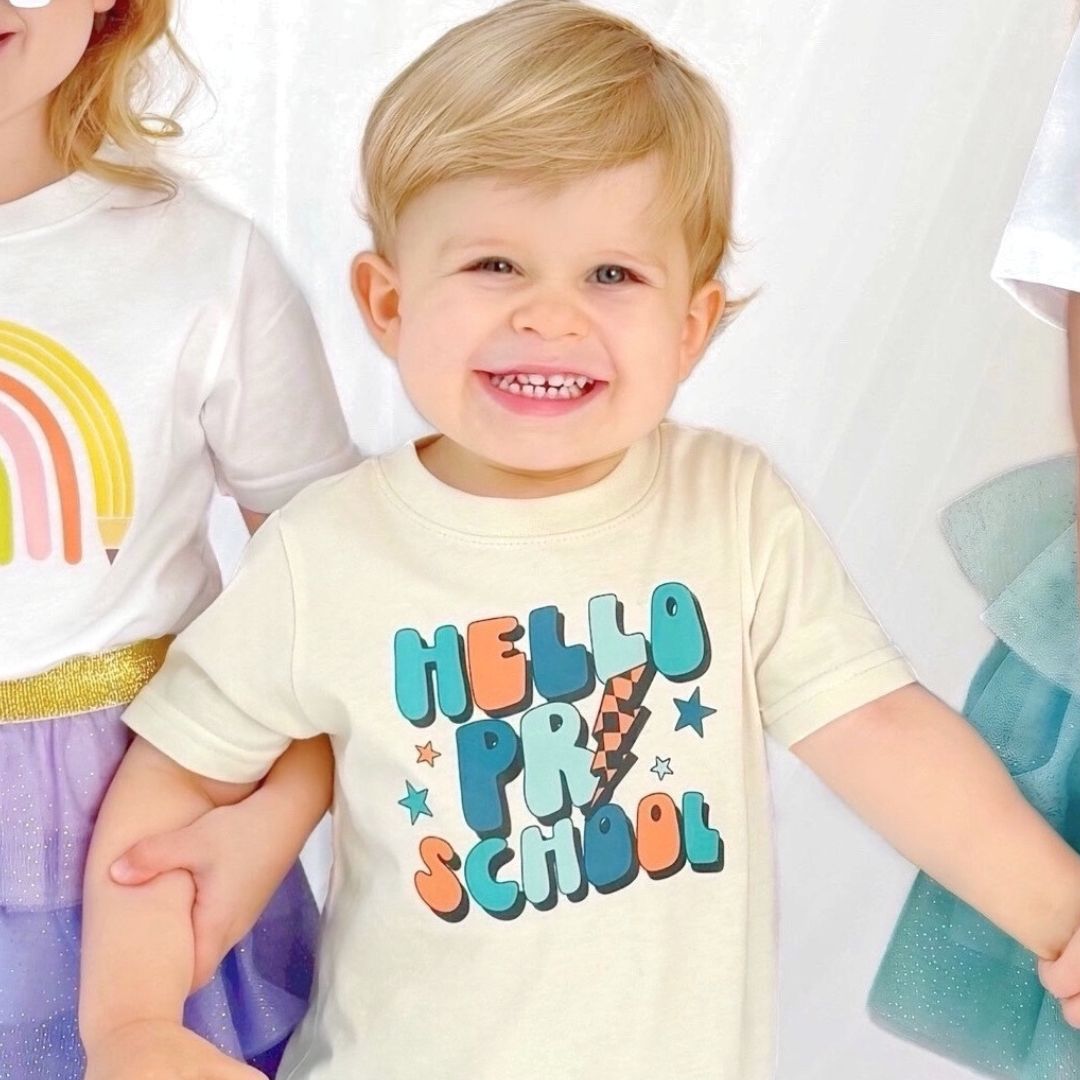 Hello Preschool Short Sleeve T-Shirt - Natural