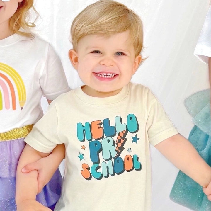 Hello Preschool Short Sleeve T-Shirt - Natural