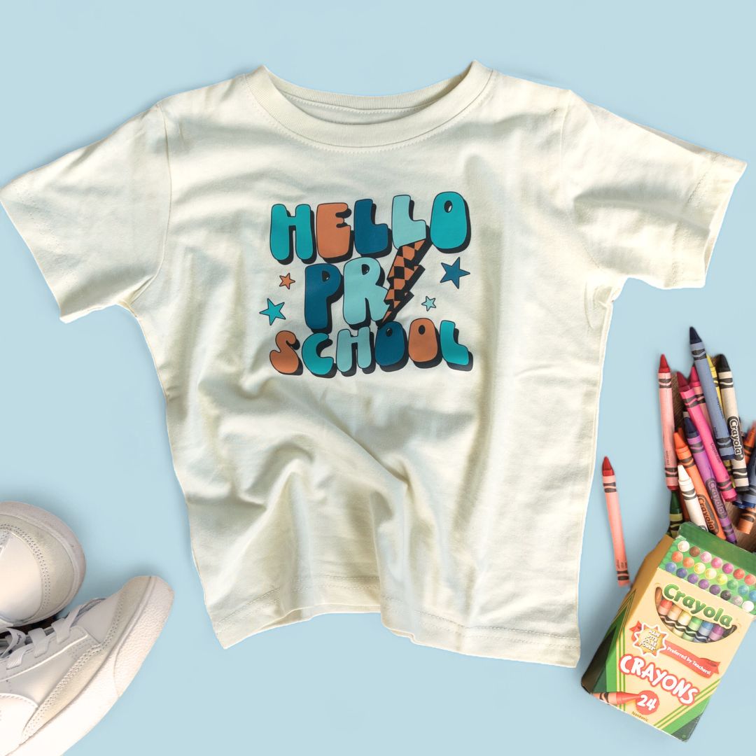 Hello Preschool Short Sleeve T-Shirt - Natural